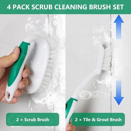 Scrub Brush Set, 4 Pack Deep Cleaning Brush Kit, Green