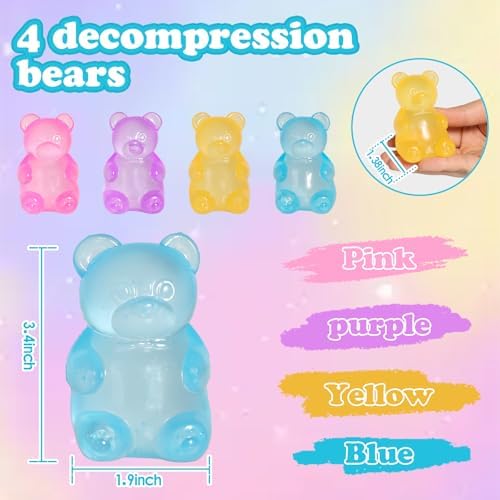 2pc Stress Gummy Bear Squishy Stress Balls for Adults Kids Fidget Toy