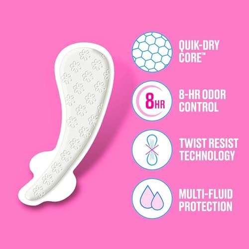 Carefree Panty Liners for Women, Thong Liners, Unwrapped, Unscented, 49 ct