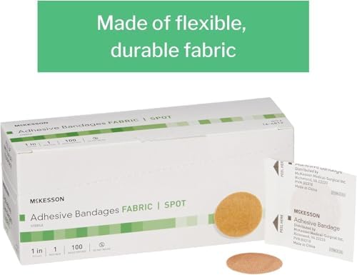MCKESSON Adhesive Spot Bandage Medi-Pak Performance Fabric 1" Diameter Round Tan (#16-4812, Sold Per Box)