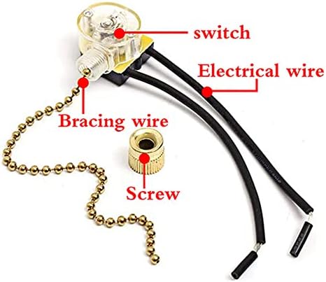 Ceiling Fan Light Switch Zing Ear ZE-109 Two-Wire With Pull Cords for Fans, Lamps and Wall Lights - Pull Chain Control Replacement On-Off, 2 Pcs Bronze