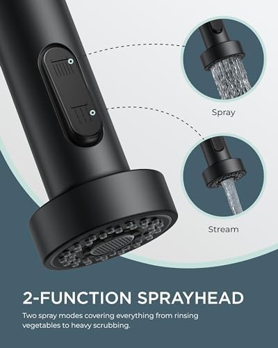 FORIOUS Black Kitchen Sink Faucet, Pull Down Sprayer, Classic High Arc