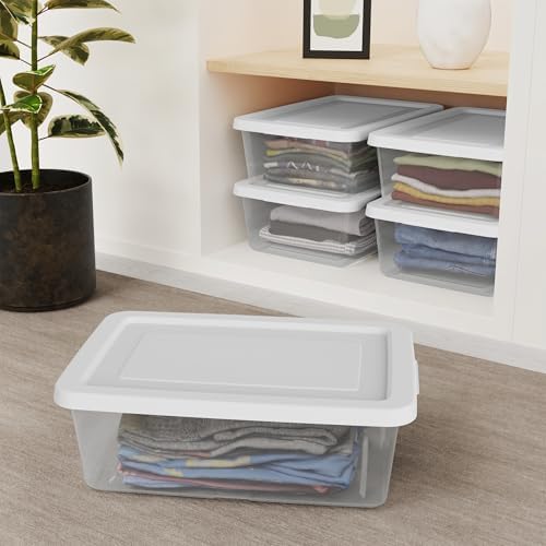 Sterilite Storage Box Stackable Tote, White, 12 Quart, 12 Pack