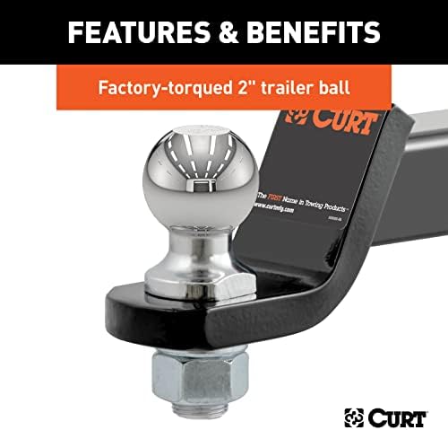 CURT 45036 Loaded Ball Mount, 7,500 lb, 2" Drop