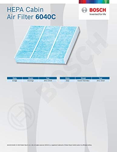 BOSCH 6040C HEPA Cabin Air Filter - 3 Layer Protection For A Healthier Ride