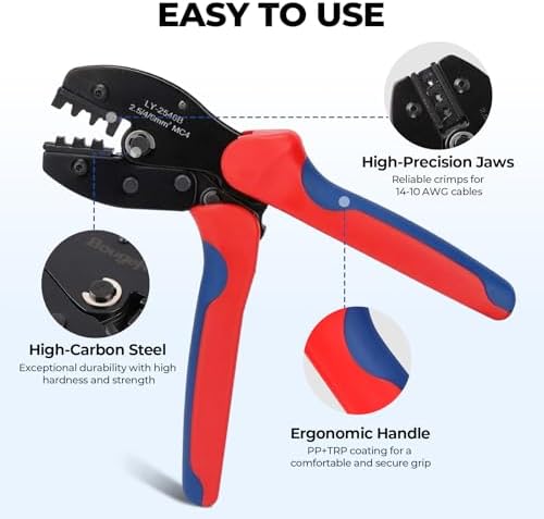 BougeRV Solar Crimper Tool Kit - Crimper, 12 Pairs Connectors, 2 Spanners
