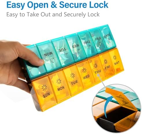 Mossime XL Pill Organizer 2 Times a Day, 7 Day Am Pm Weekly Pill Box