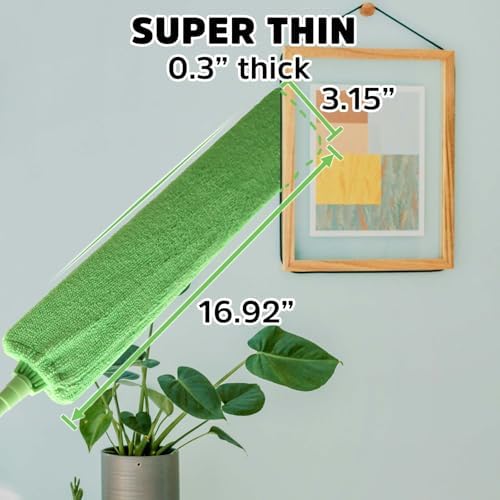Retractable Gap Dust Cleaner Under Appliance Cleaning Tool, Bafezoze Flat Duster for Under Refrigerator Fridge Stove Couch Bed, Skinny Thin Duster for Tight Spaces