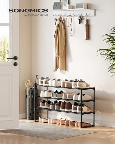 SONGMICS Shoe Rack, 3-Tier Shoe Organizer, Metal Storage Shelf