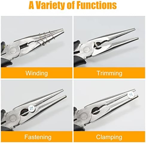 Long Needle Nose Pliers-6''&8'', with Wire Cutter, 2pcs
