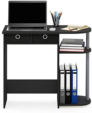 Furinno Go Green 32-Inch Computer Desk with 2-Tier Shelf, Classic Black