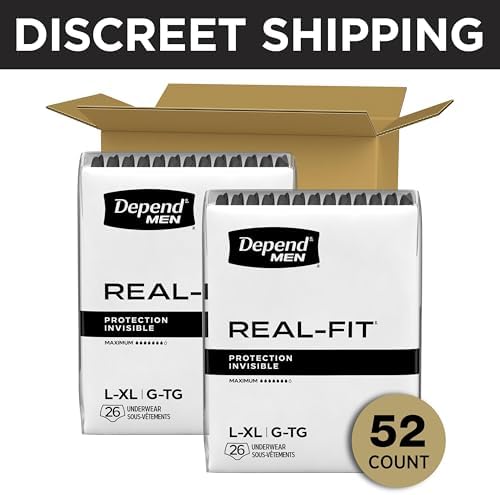 Depend Real Fit Incontinence Underwear for Men, L/XL, 52 Count