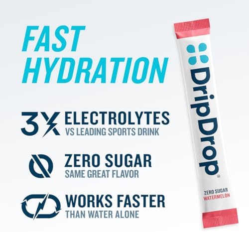 DripDrop Hydration Sugar Free Electrolyte Packets, Variety Pack, 32 Count