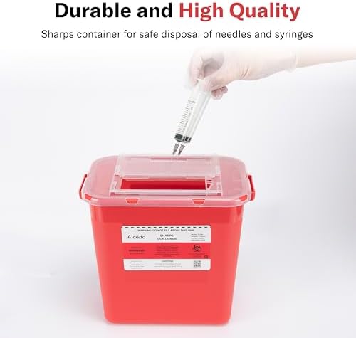 Alcedo Large Sharps Container 2 Gallon (3-Pack) Home & Professional Use