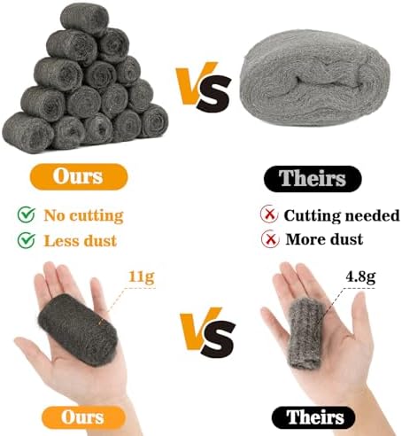 MAQIHAN Steel Wool Pads 0000 15pcs - for Mice Control, Polishing, Cleaning