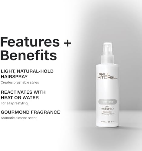 Paul Mitchell Soft Hairspray, Lightweight, Soft Hold + Brushable Finish, For All Hair Types