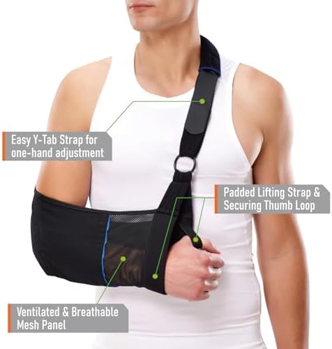 Comforband Arm Sling – Lightweight & Breathable Medical Sling with Adjustable Shoulder Strap for Torn Rotator Cuff, Broken or Fractured Forearm Bones, One size fits most
