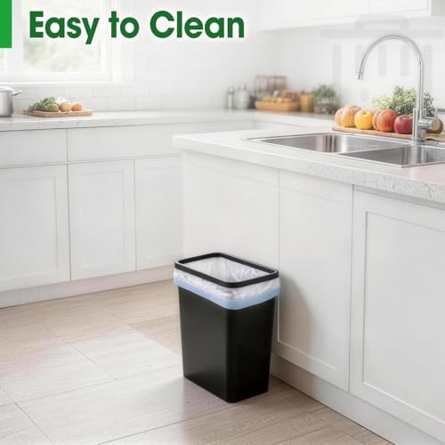 5 Pack Small Trash Can, Plastic Wastebaskets, 3.5 Gallon Small Garbage Can for Bathroom, Bedroom, Kitchen, Office, Black