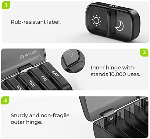 AUVON Weekly Pill Organizer 2 Times a Day, One-Side Large Opening, Easy‑Use