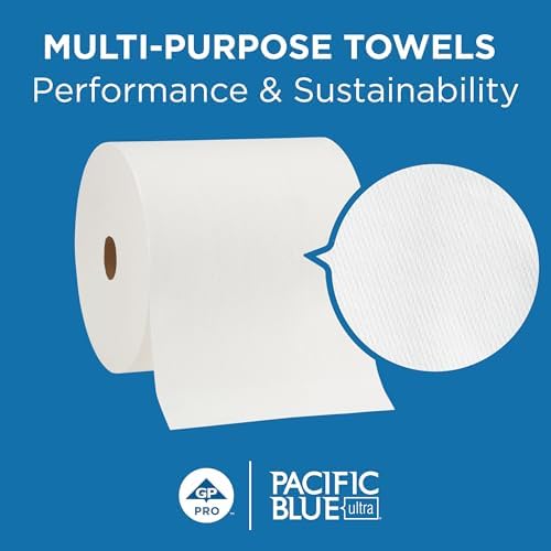 Georgia-Pacific, Pacific Blue Ultra, 8” High-Capacity Paper Towel Rolls, White, 1150 Linear Feet Per Roll, 6 Rolls Per Case, 26490