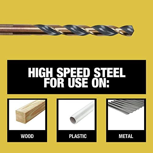 DEWALT Drill Bit Set, 21 Pc High Speed Steel DEWALT Bits, Black and Gold Oxide Coated, 135 Degree Split Point, 31 Degree Helix (DWA1181)