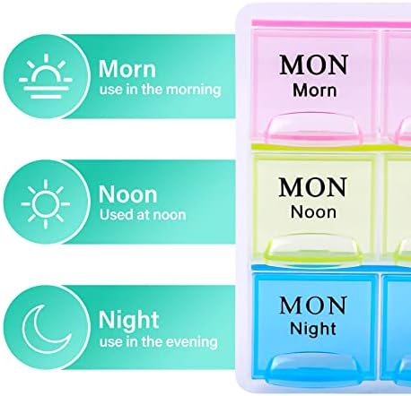 Large Weekly Pill Organizer 3 x A Day, Moisture-Proof 7 Day Pill Box