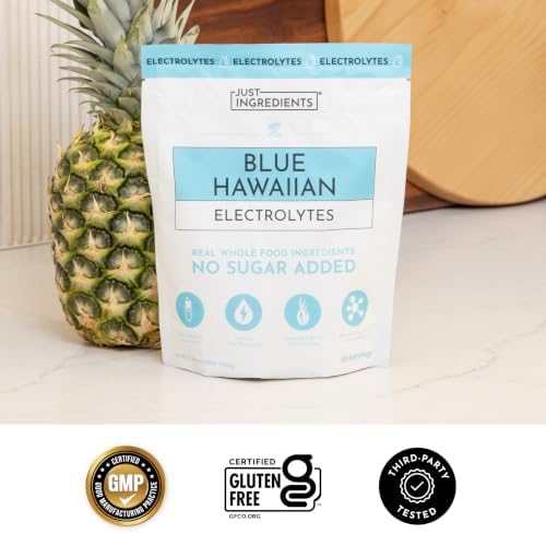 JUST Ingredients Blue Hawaiian Electrolyte Mix - No Sugar - 30 Servings