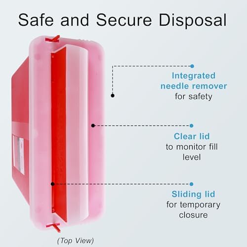 Sharps Container - Large Sharps Containers for Home Use, Needle Disposal