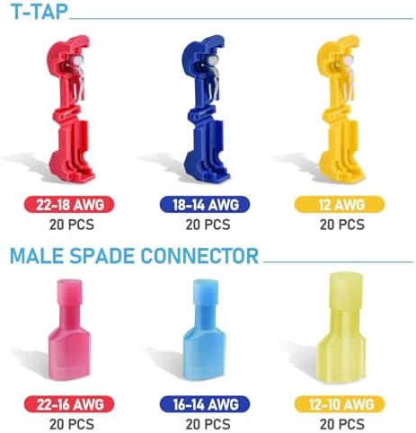 TICONN T Tap Wire Connectors, T Wire Quick Splice Connector, T Connectors for Wiring with Storage Case (120 Pcs)