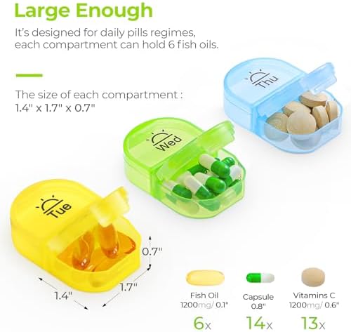 AUVON Pill Box 2 Times a Day, 7-Color for Easy Tracking, Dual Protection