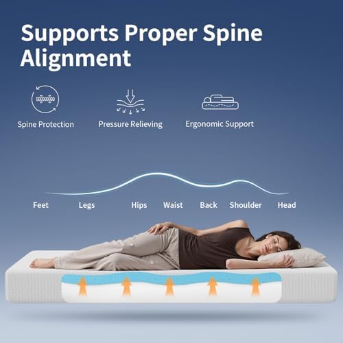 FDW | 8 Inch Twin Mattress | Medium Firm | Gel Memory Foam | White