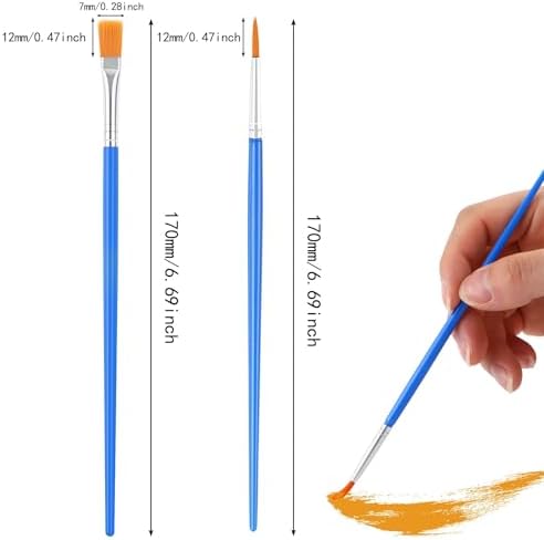 DECYOOL 60 Pcs Paint Brushes, Round Flat Small Brush Bulk for Painting