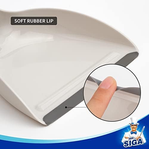 MR.SIGA Mini Dustpan and Brush Set, Bamboo Handle, White, 1 Set