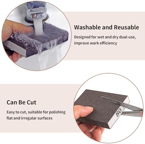 8 Pack Sanding Sponge Block, Wet Dry Sandpaper Sand Paper for Drywall Wood