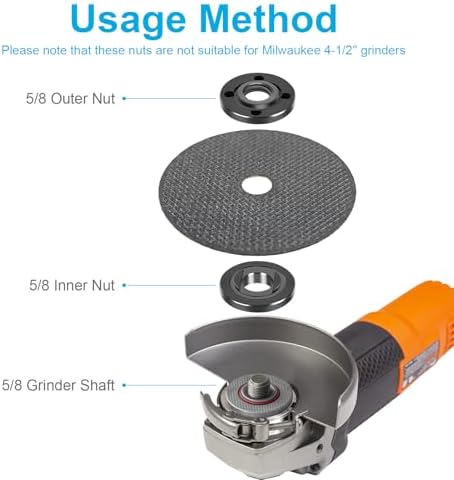 7PCS Angle Grinder Nut Wrench Kit, 5/8-11 Flange Metal Lock Nut