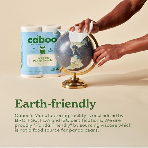 Caboo Tree Free Paper Towels, Sustainable, Toxin Free, 8 Family Size Rolls