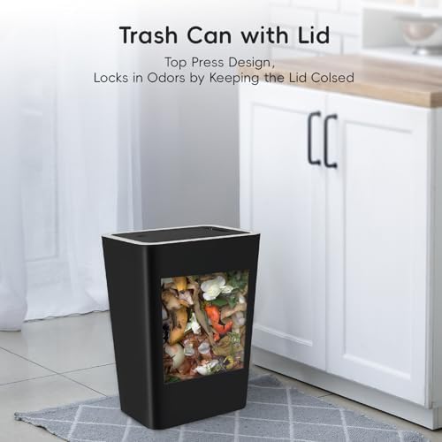 Lysam 4 Gallon Trash Can 3 Packs, Bedroom Trash Can with Lid & Trash Bags