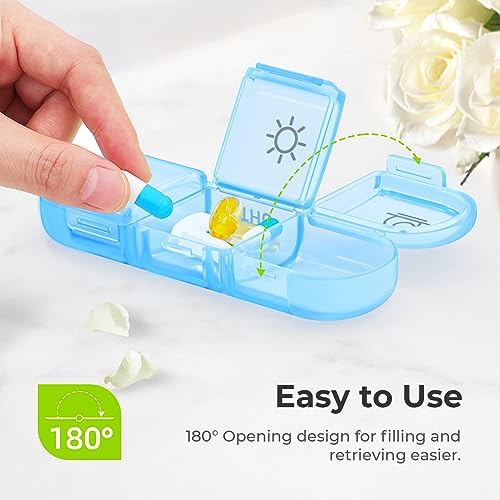 AUVON Weekly Pill Organizer 3 Times a Day with A PU Leather Bag, BPA-Free