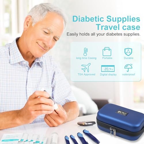 Insulin Cooler Travel Case TSA Approved 2*180g Ice Pack,Temp Display