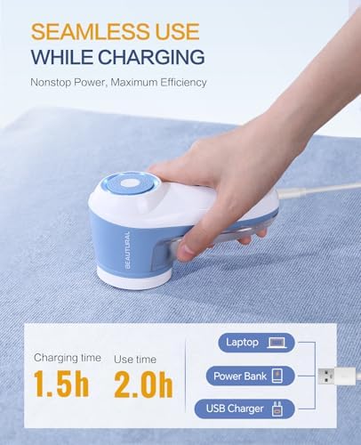 BEAUTURAL Fabric Shaver and Lint Remover, Rechargeable Sweater Defuzzer