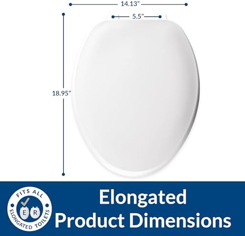 Bemis 170 Durable Plastic Toilet Seat, Elongated, White