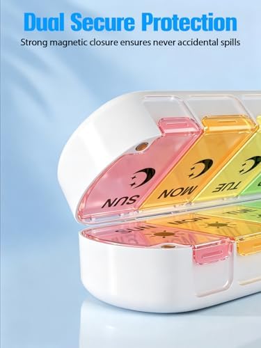 Pill Organizer 2 Times a Day,Foldable Weekly AM PM Pill Case,Large Pill Box