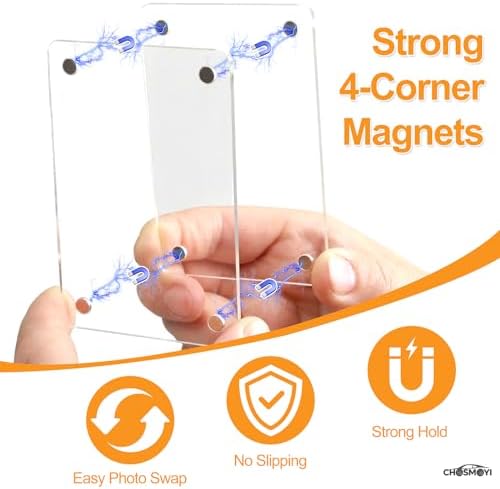 4 Pack Magnetic Car Picture Holder for Sun Visor, Photo Frame with Clips