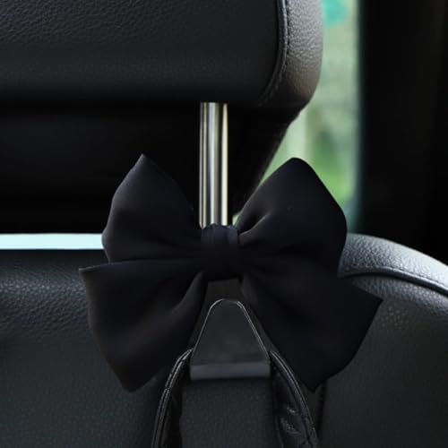 Mandark 2PCS Bow Car Headrest Hooks for Bags, Black Line