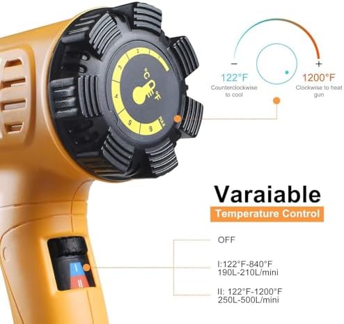 SEEKONE 1800W Heat Gun Variable Temp 122℉-1202℉ for Crafts, Shrink Wrap