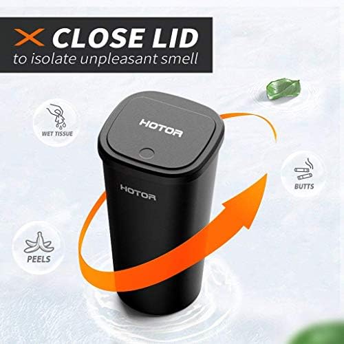 HOTOR Car Trash Can with Lid, 30 Trash Bags, Black, 2-Pack
