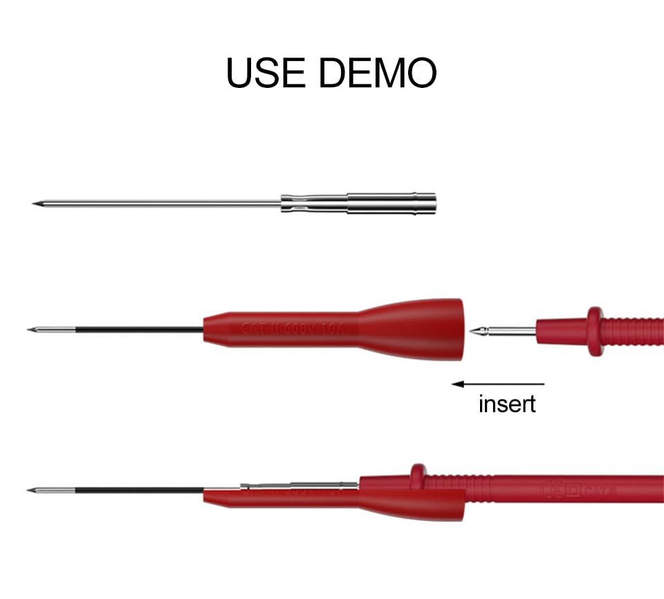 4 Pack 2mm Extended multimeter Needle Test Probes, 600V/10A Non-Destructive