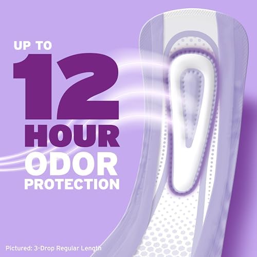 Poise Ultra Thin Incontinence Pads for Women, 6 Drop, Long, 78 ct