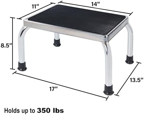 Vaunn Medical Foot Step Stool 350lbs Heavy-Duty Welded Steel Legs, Fully Welded Single Construction Frame, Anti-Skid Rubber Platform