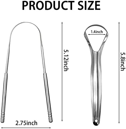 2 Pack Tongue Scraper for Adults, Stainless Steel Tongue Cleaners